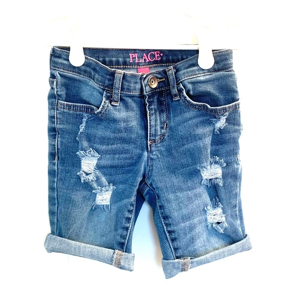 Girls distressed Bermuda denim shorts - Picture 1 of 4